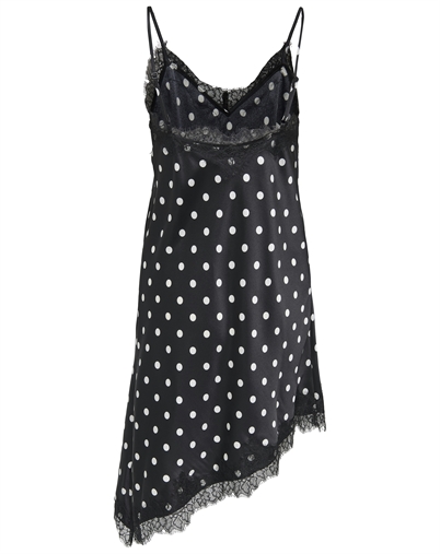 Only - ONLBella Strap Satin Lace Kjole - Black/White Dot